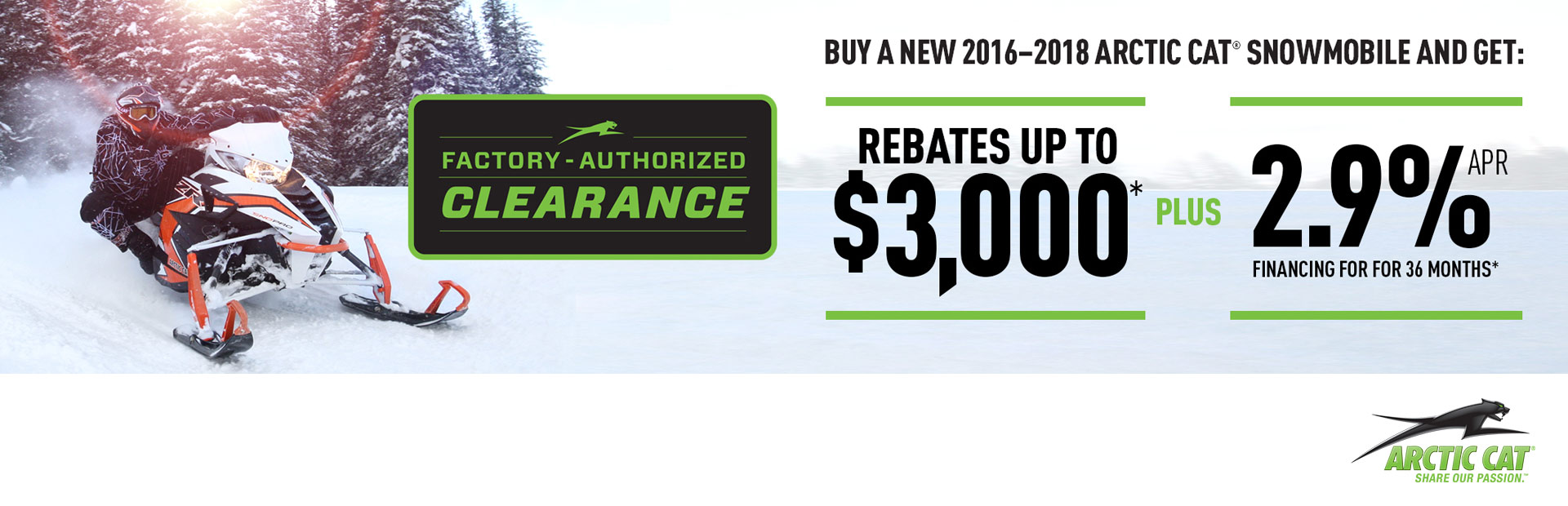 Arctic Cat: Factory Authorized Clearance 2016-2018 Snowmobiles